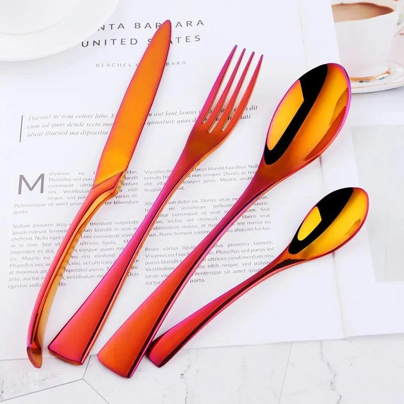 Elegance in Hues: Luxurious 4-Piece Stainless Steel Cutlery Set -