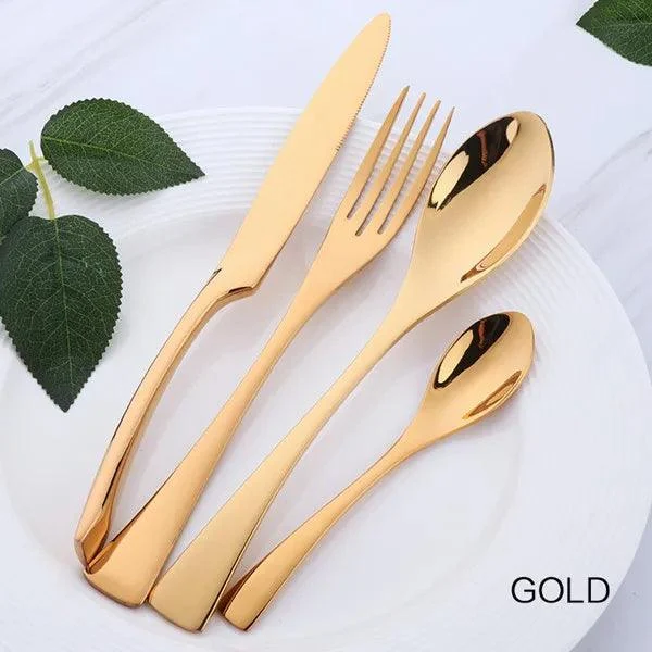 Elegance in Hues: Luxurious 4-Piece Stainless Steel Cutlery Set -