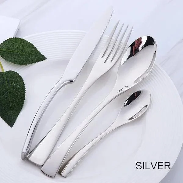 Elegance in Hues: Luxurious 4-Piece Stainless Steel Cutlery Set -