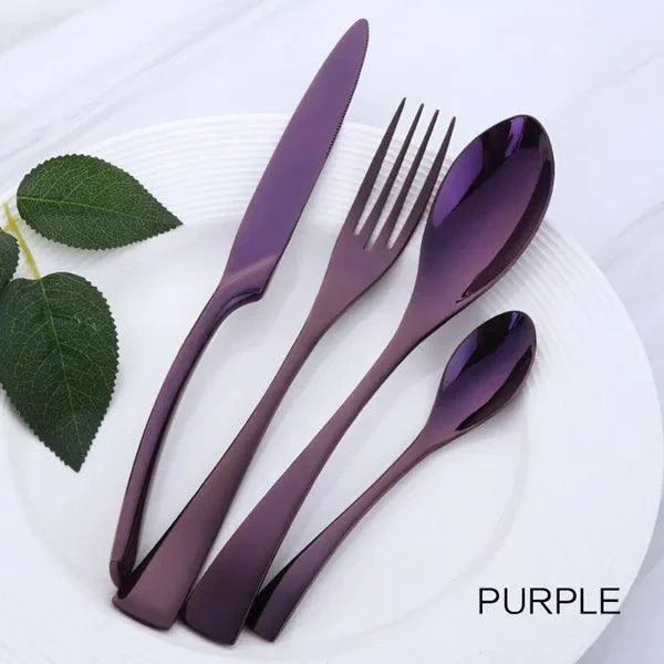 Elegance in Hues: Luxurious 4-Piece Stainless Steel Cutlery Set -