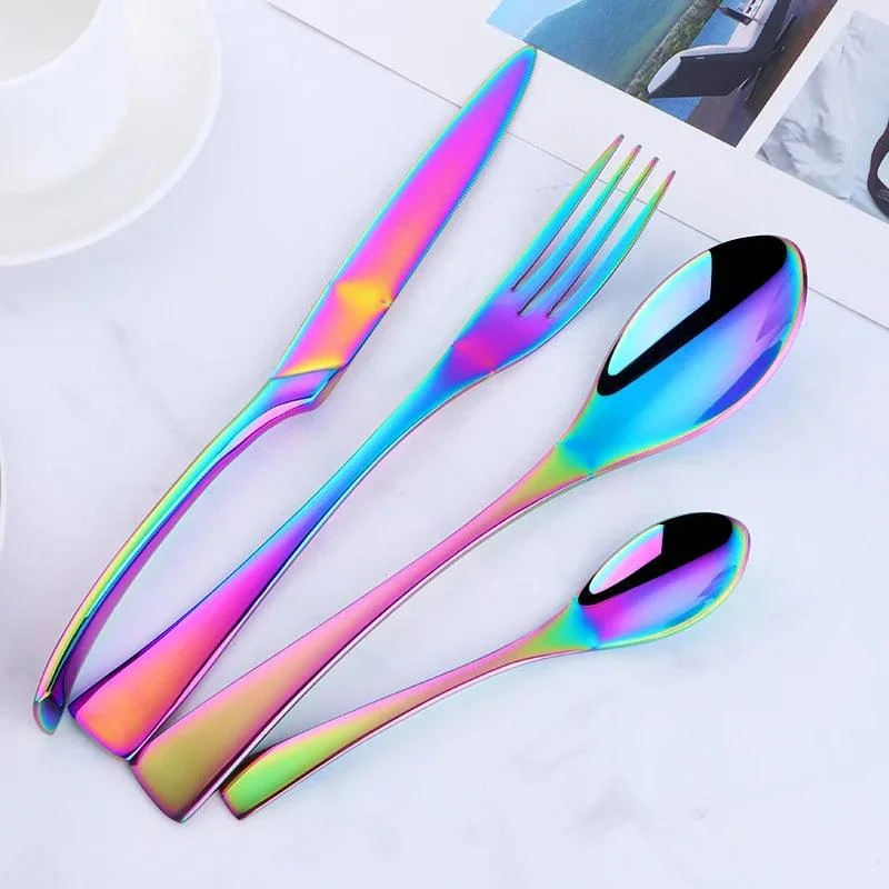 Elegance in Hues: Luxurious 4-Piece Stainless Steel Cutlery Set -