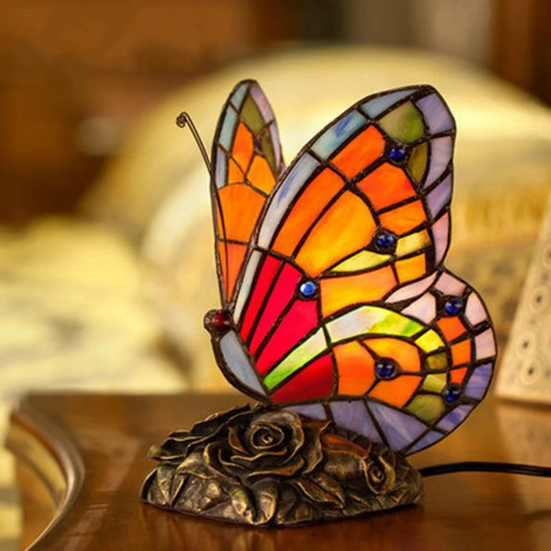 ElegantLight - Atmospheric Bedside Lamp with Butterfly Head and Rose Base -  - #tag1#