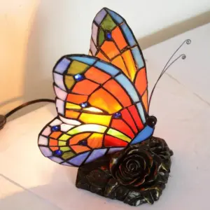 ElegantLight - elegant table lamp with butterfly shade and rose base