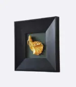 Elegant Betta Fish Wall Art Hand Painted Gold Sculpture in Black Wooden Frame 23x23cm tag1