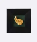 Elegant Betta Fish Wall Art Hand Painted Gold Sculpture in Black Wooden Frame 23x23cm tag1