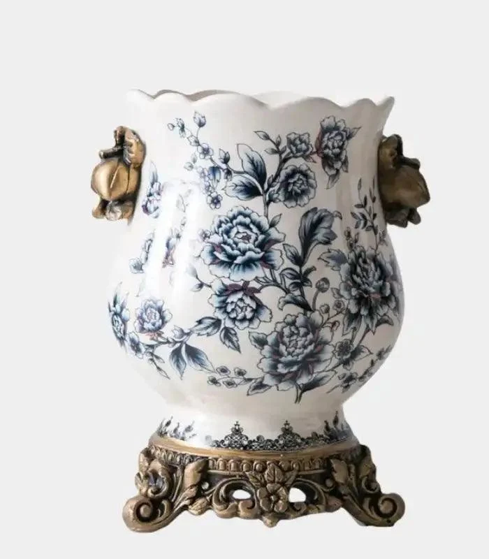 Elegant Blue & White Porcelain Vase with Crackle Glaze 21 cm -  - #tag1#