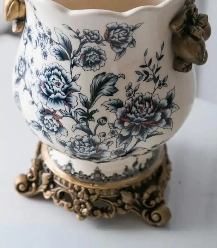 Elegant Blue & White Porcelain Vase with Crackle Glaze 21 cm -  - #tag1#