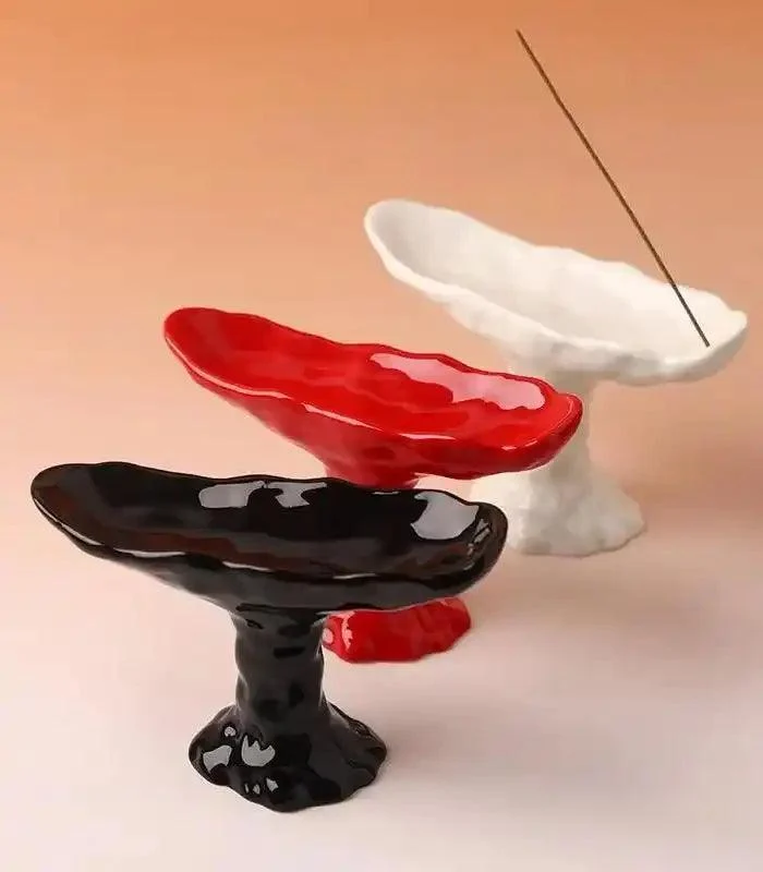 Elegant Ceramic Incense Burner - Available in Red, White, and Black (17.5 cm) -  - #tag1#
