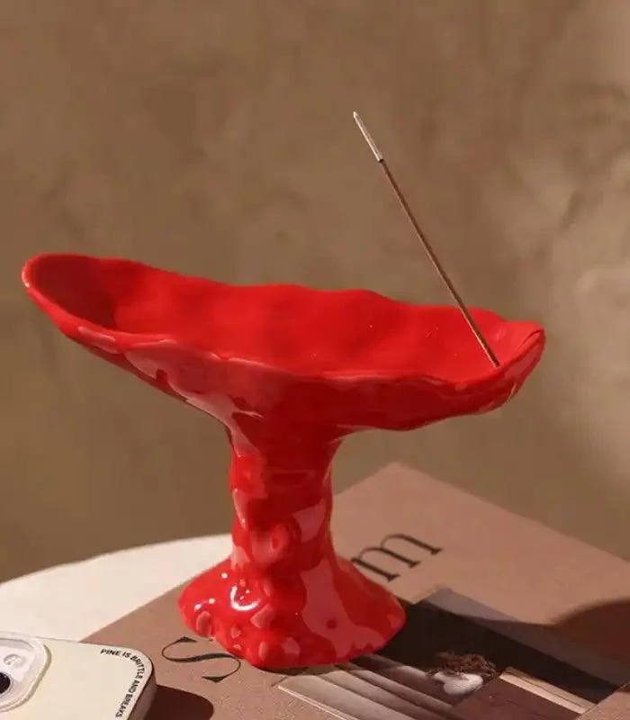 Elegant Ceramic Incense Burner - Available in Red, White, and Black (17.5 cm) -  - #tag1#