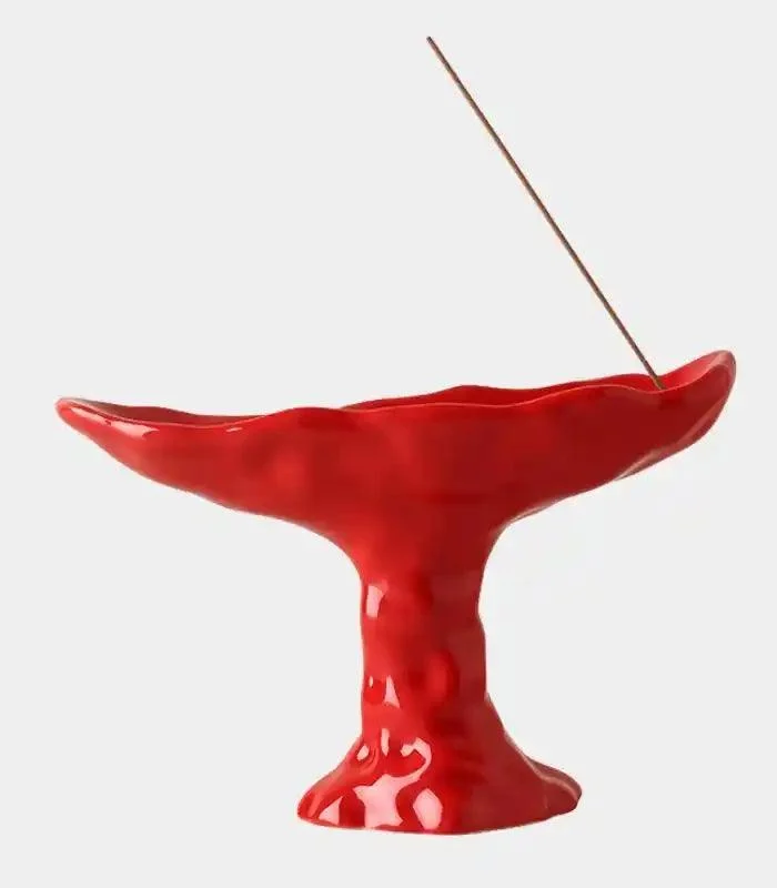 Elegant Ceramic Incense Burner - Available in Red, White, and Black (17.5 cm) -  - #tag1#