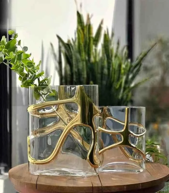 Elegant Gold Stem Glass Vase -  - #tag1#