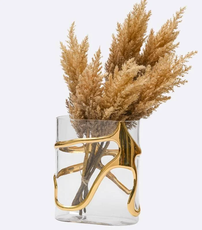 Elegant Gold Stem Glass Vase -  - #tag1#