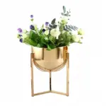 Elegant Golden Metal Flower Stand for Creative Home Decor and Organization tag1