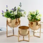 Elegant Golden Metal Flower Stand for Creative Home Decor and Organization tag1
