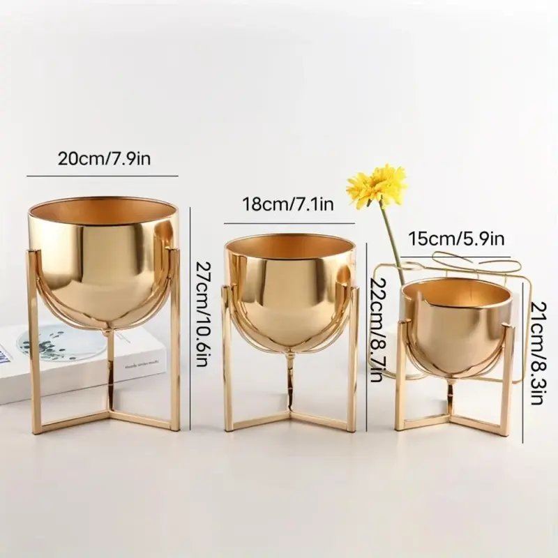 Elegant Golden Metal Flower Stand for Creative Home Decor and Organization tag1