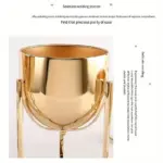 Elegant Golden Metal Flower Stand for Creative Home Decor and Organization tag1