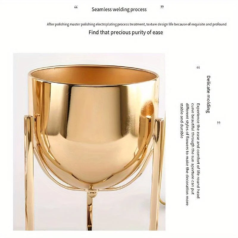 Elegant Golden Metal Flower Stand for Creative Home Decor and Organization -  - #tag1#