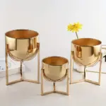 Elegant Golden Metal Flower Stand for Creative Home Decor and Organization tag1