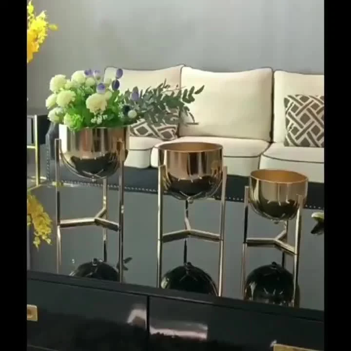 Elegant Golden Metal Flower Stand for Creative Home Decor and Organization -  - #tag1#