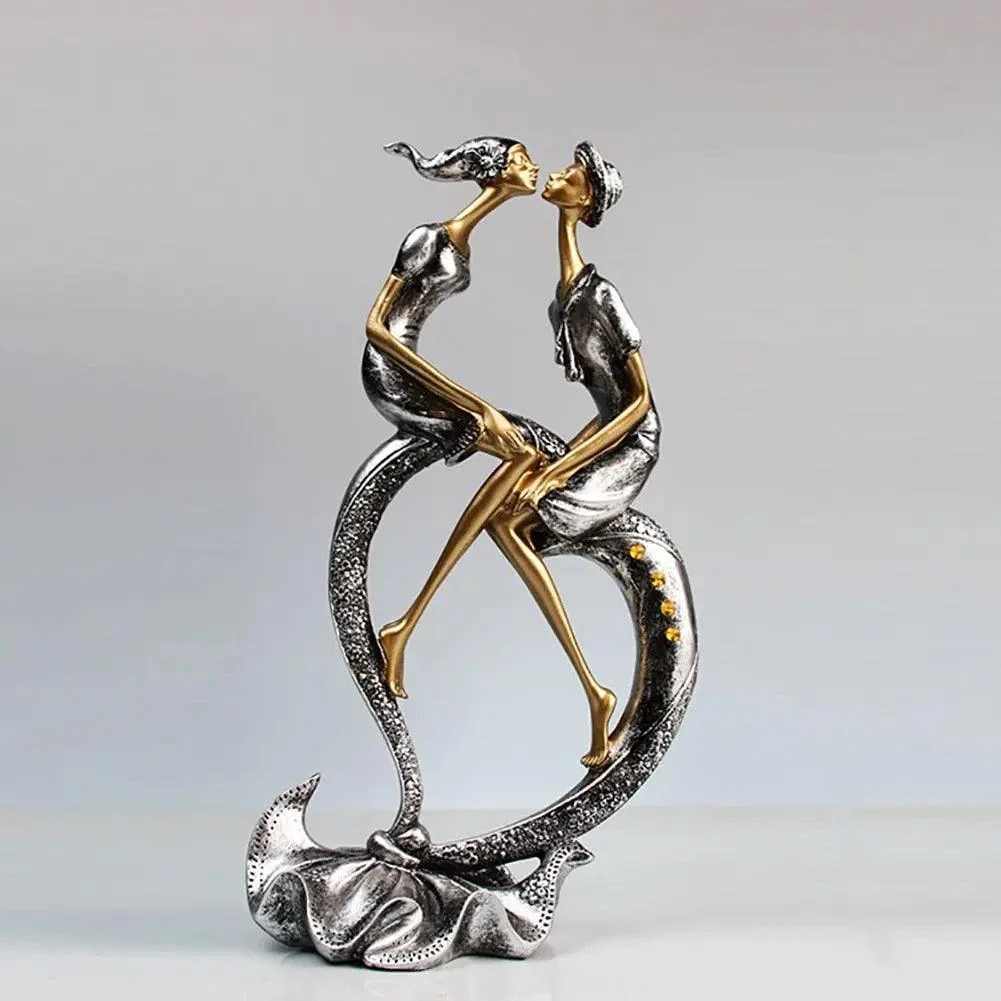 Elegant Kissing Couple Sculpture -