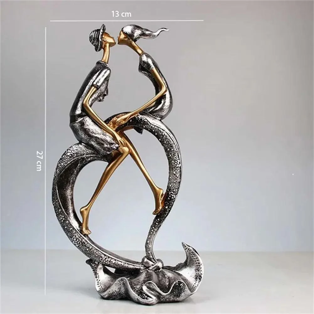 Elegant Kissing Couple Sculpture -