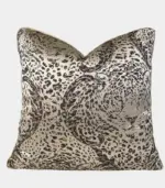 Elegant Leopard Print Textured Jacquard Decorative Cushion Cover 45x45 cm tag1