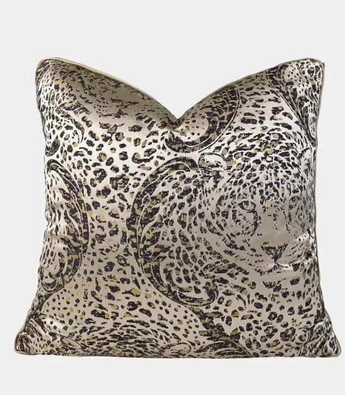 Elegant Leopard Print & Textured Jacquard Decorative Cushion Cover 45x45 cm -  - #tag1#