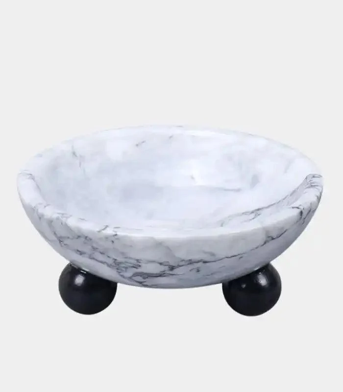 Elegant Marble Bowl with Ball Feet 18 cm -  - #tag1#