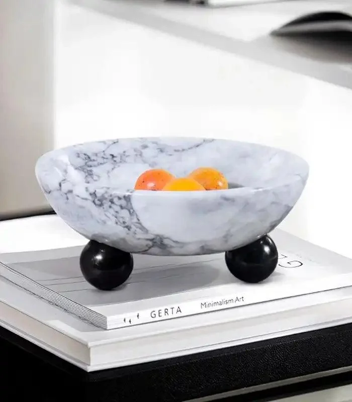 Elegant Marble Bowl with Ball Feet 18 cm -  - #tag1#