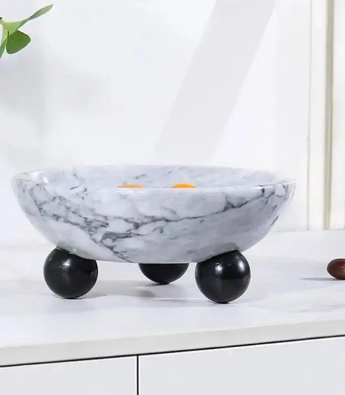 Elegant Marble Bowl with Ball Feet 18 cm -  - #tag1#
