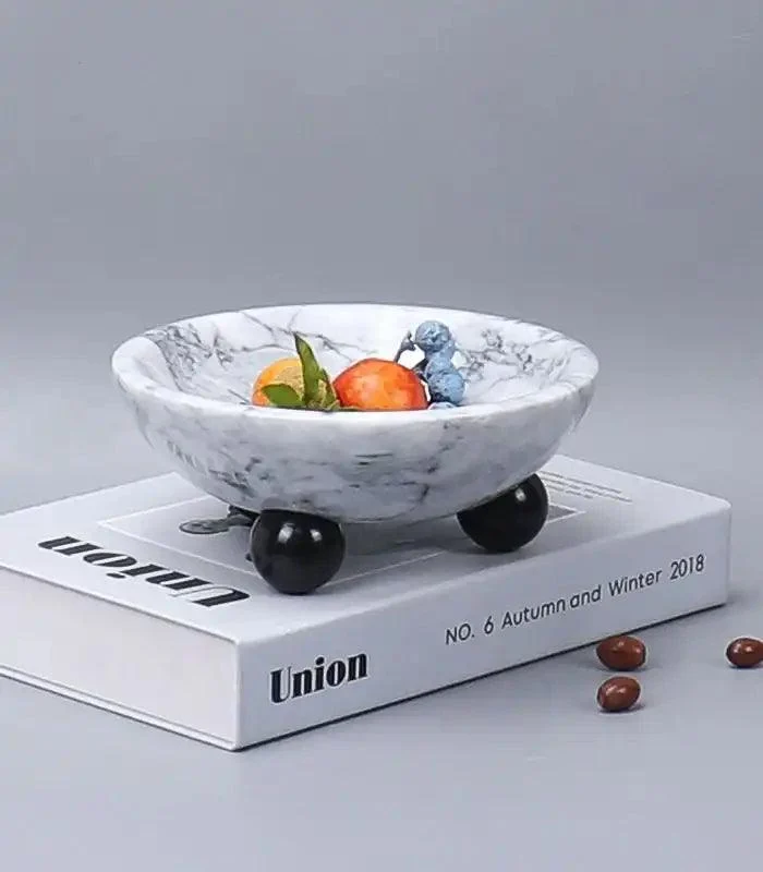 Elegant Marble Bowl with Ball Feet 18 cm -  - #tag1#