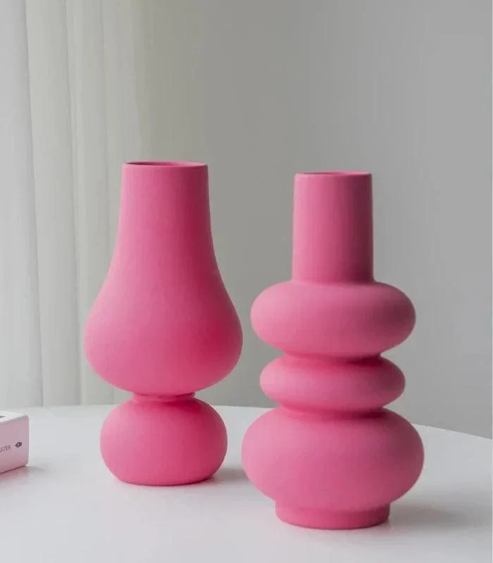 Elegant Pink Ceramic Vases - Available in 2 Unique Designs -  - #tag1#
