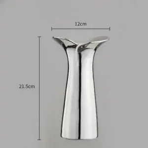 Elegant & Sleek Silver Ceramic Flower Vase