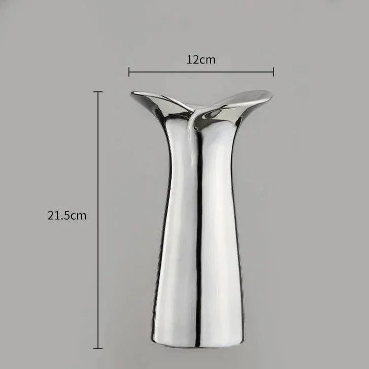 Elegant & Sleek Silver Ceramic Flower Vase -  - #tag1#