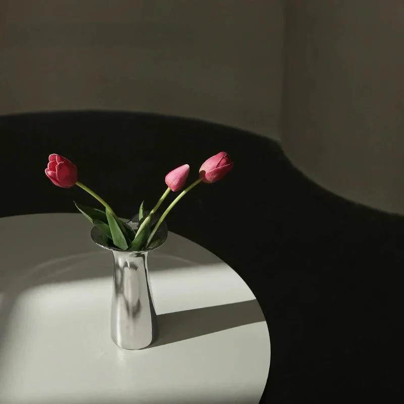 Elegant & Sleek Silver Ceramic Flower Vase -  - #tag1#