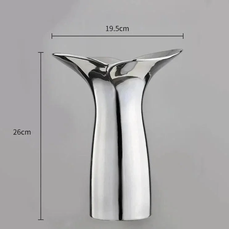 Elegant & Sleek Silver Ceramic Flower Vase -  - #tag1#