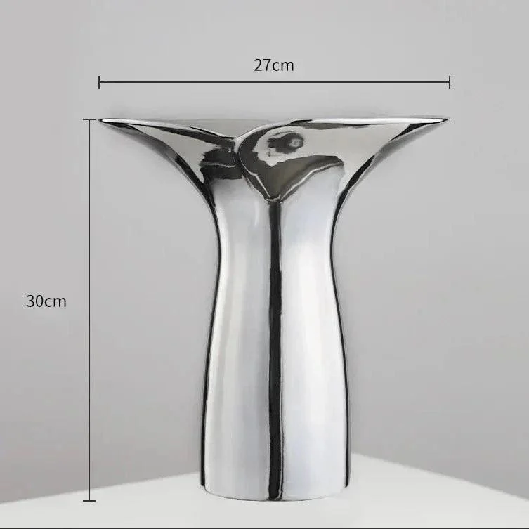 Elegant & Sleek Silver Ceramic Flower Vase -  - #tag1#