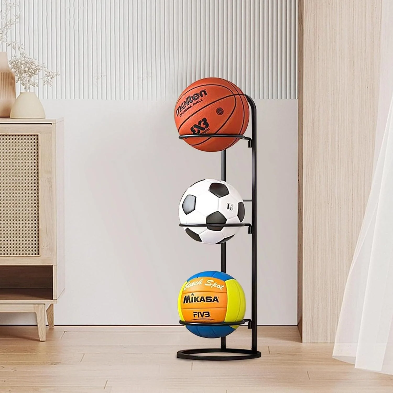 Elegant Sports Ball Storage Rack | Removable Garage Organizer -  - #tag1#