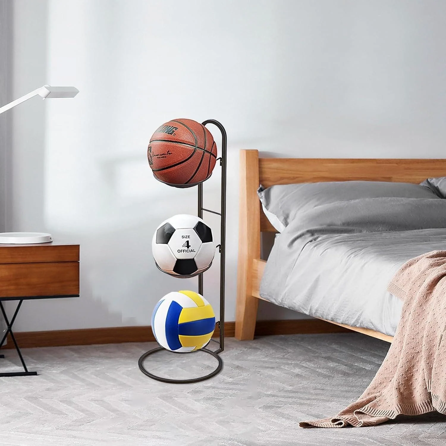 Elegant Sports Ball Storage Rack | Removable Garage Organizer -  - #tag1#