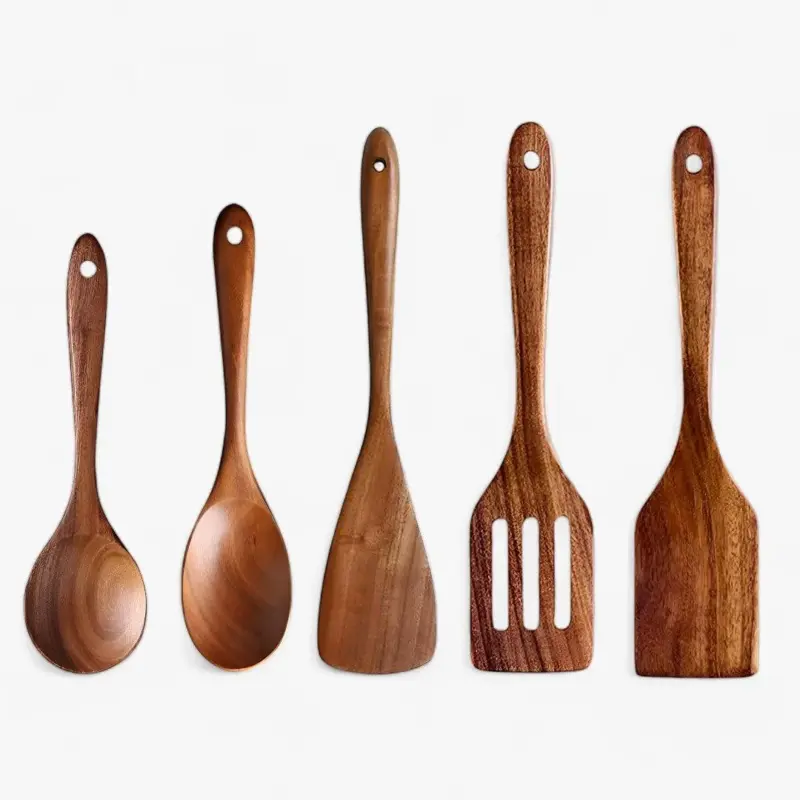 Elegant Teak Kitchen Utensil Set 7 Piece Natural Luxury tag1