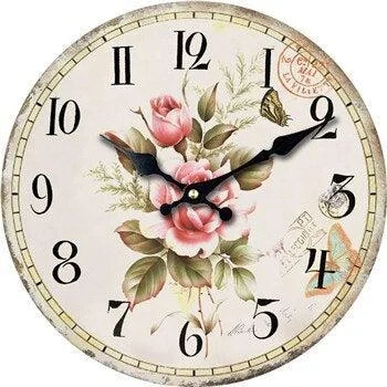 Elegant Wall Clock with Antique Rose Motif -  - #tag1#