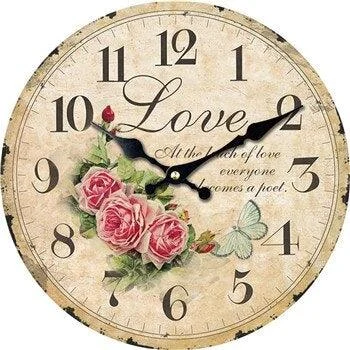 Elegant Wall Clock with Antique Rose Motif -  - #tag1#