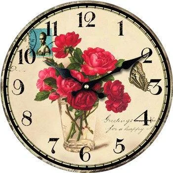 Elegant Wall Clock with Antique Rose Motif -  - #tag1#