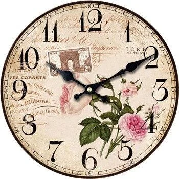 Elegant Wall Clock with Antique Rose Motif -  - #tag1#