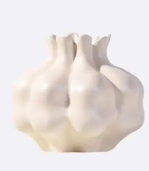 Elegant White Ceramic Pomegranate Vase Sculptural Ceramic Vase 20 x 17.5 cm Soft Off-White