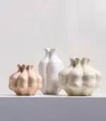 Elegant White Ceramic Pomegranate Vase Sculptural Ceramic Vase 20 x 17.5 cm Soft Off White tag1