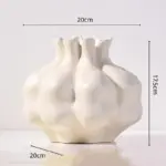 Elegant White Ceramic Pomegranate Vase Sculptural Ceramic Vase 20 x 17.5 cm Soft Off White tag1