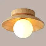 Elegant Wooden Ceiling Light 1 Light Mini Semi Flush Mount Hallway Lamp tag1