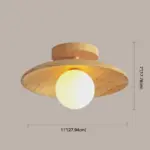 Elegant Wooden Ceiling Light 1 Light Mini Semi Flush Mount Hallway Lamp tag1