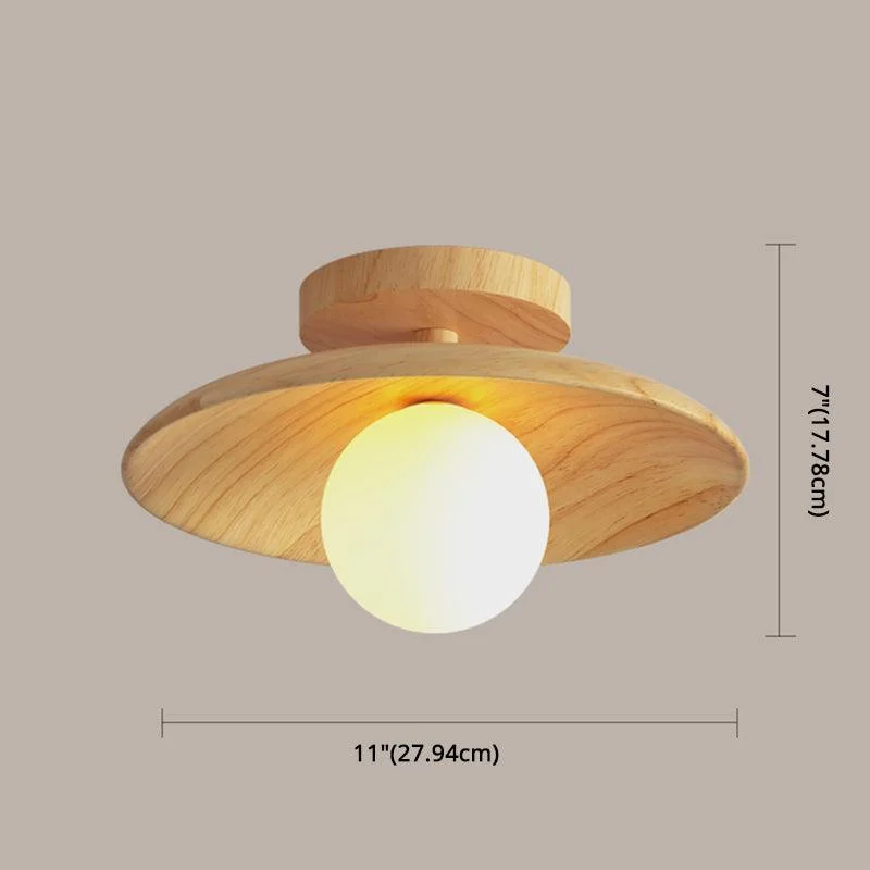 Elegant Wooden Ceiling Light 1-Light Mini Semi-Flush Mount Hallway Lamp -  - #tag1#